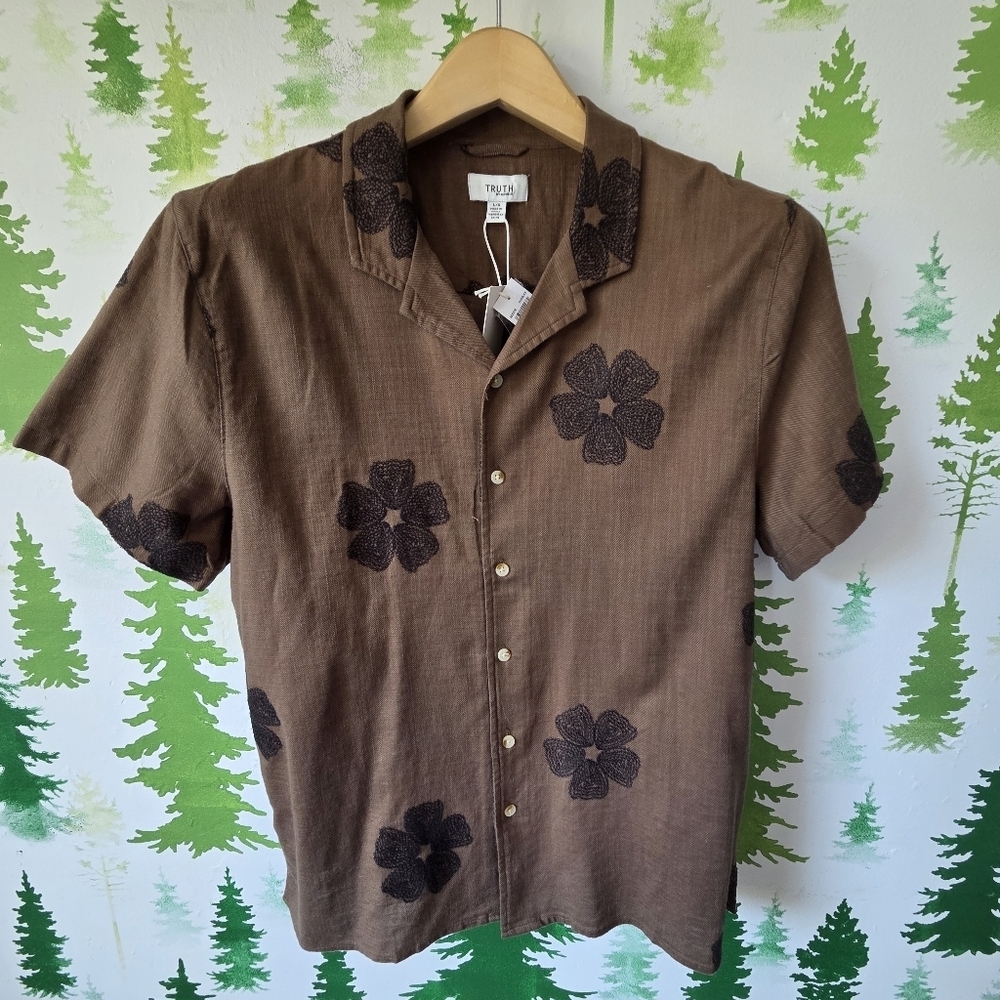 Men'sTruth By Republic Brown Floral Shirt